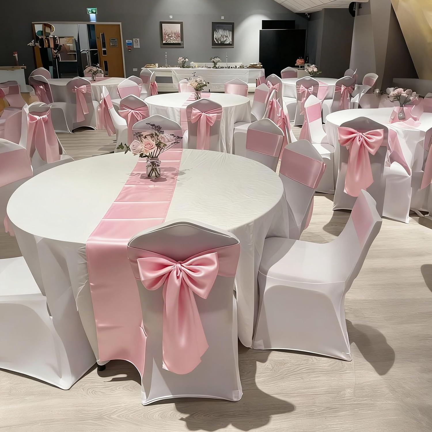 Big Pink Bow Coquette Room Decor, 23x11 Inch Satin Bows Large Pastel Pink Bows Birthday Decorations as Crib Skirt for Christmas Tree Topper Girl Room Xmas Gift Wrapping Bachelorette Baby Shower (3pcs)