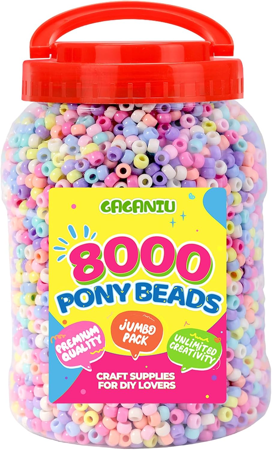 8050+ pcs pastel pony beads bulk 10 colors, main product view