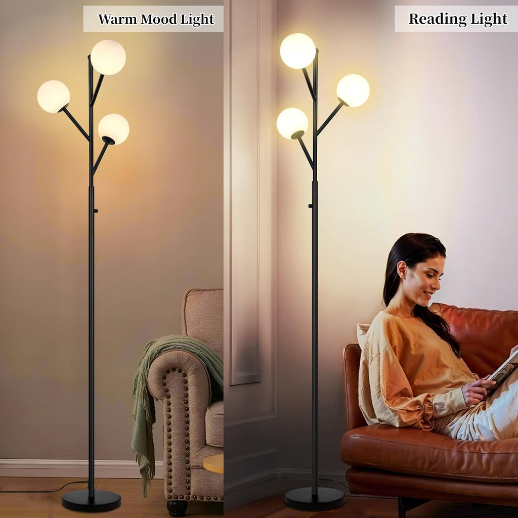 ldeco 3-globe mid century black tree floor lamp, package contents