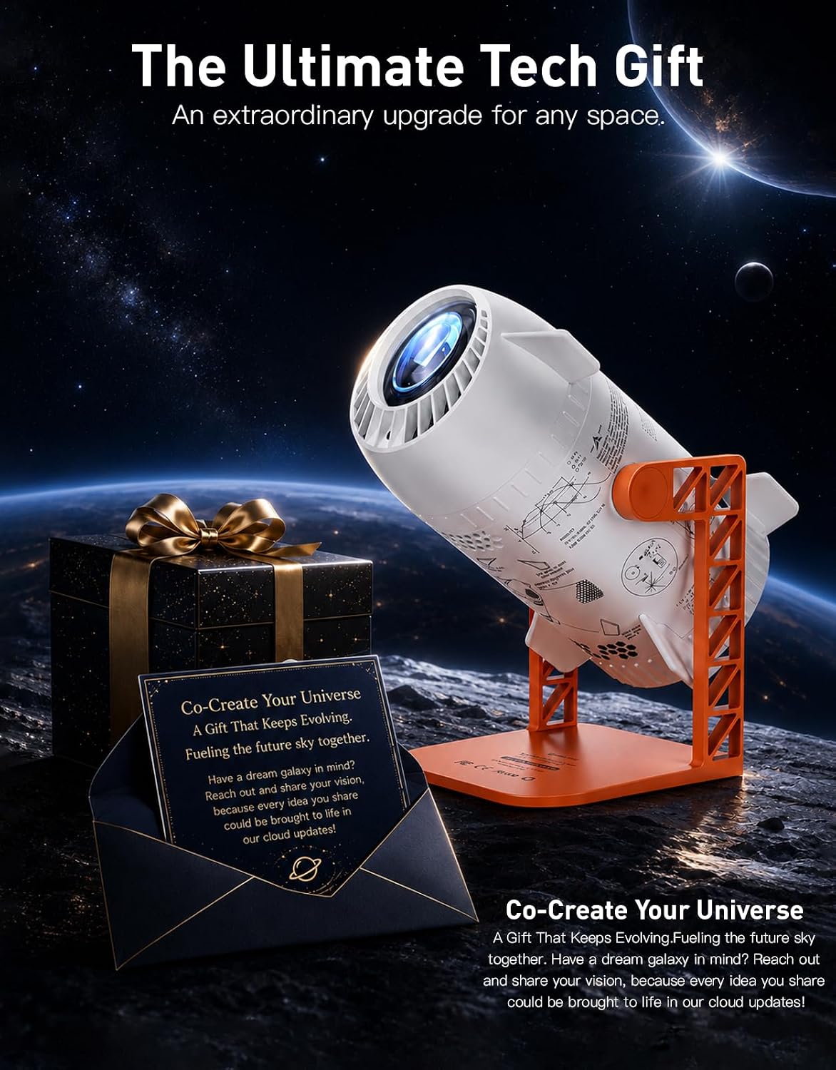 3D Galaxy Ocean Projector, HD Star Projector with 100+ Scenes for Bedroom