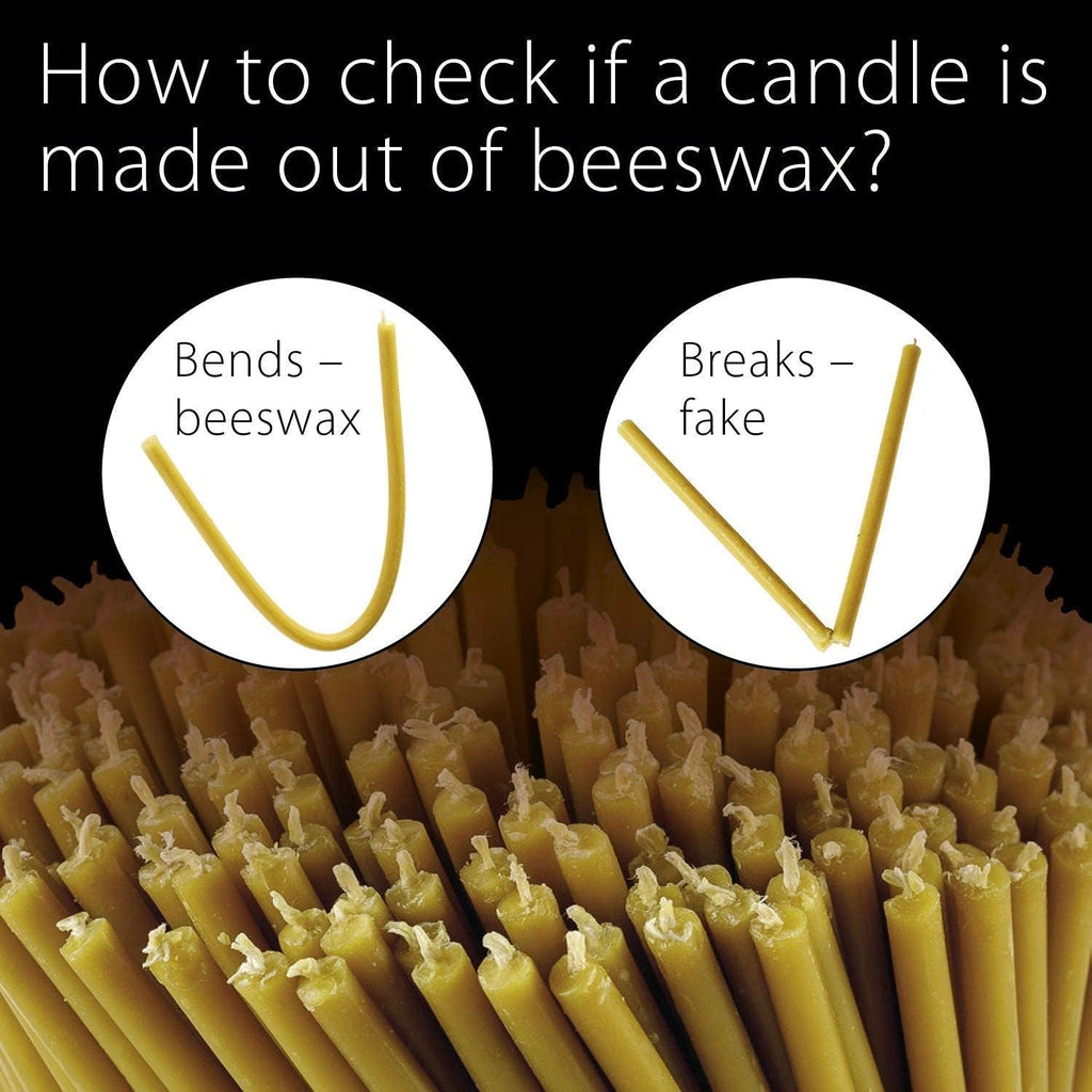 Danilovo Pure Beeswax Candles - Honey-Scented, Decorative Thin Taper Candles - Ideal for Birthday Decoration or Church Prayers - Drip Free, Tall & Smokeless Pack of 50 pcs, 6.3 x 0.2 inch