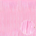 6 Pack Macaron Pink Foil Fringe Curtains Backdrop, 3.28 x 8.2 Ft Metallic Streamers Tinsel Curtains Background for Photo Booth, Birthday, Weddings, Carnivals, Graduation, Themed Party Decorations