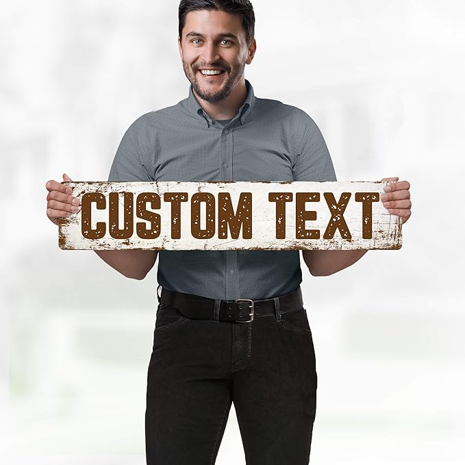 Custom Sign, Custom Street Sign, 11 Font Colors, 13 Font Styles, 4 Hole Options, 22 Sizes, 6x30 Inches, Rust Free DiBound, Fade Resistant, Made in USA by My Sign Center (Rustic)