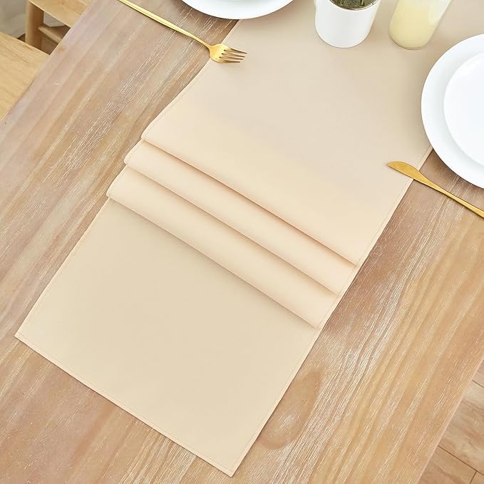 2 Pack Beige Small Short Table Runner 12 x 24 Inch Solid Color Runners Coffee Table Dresser for Daily Party Home Decoration