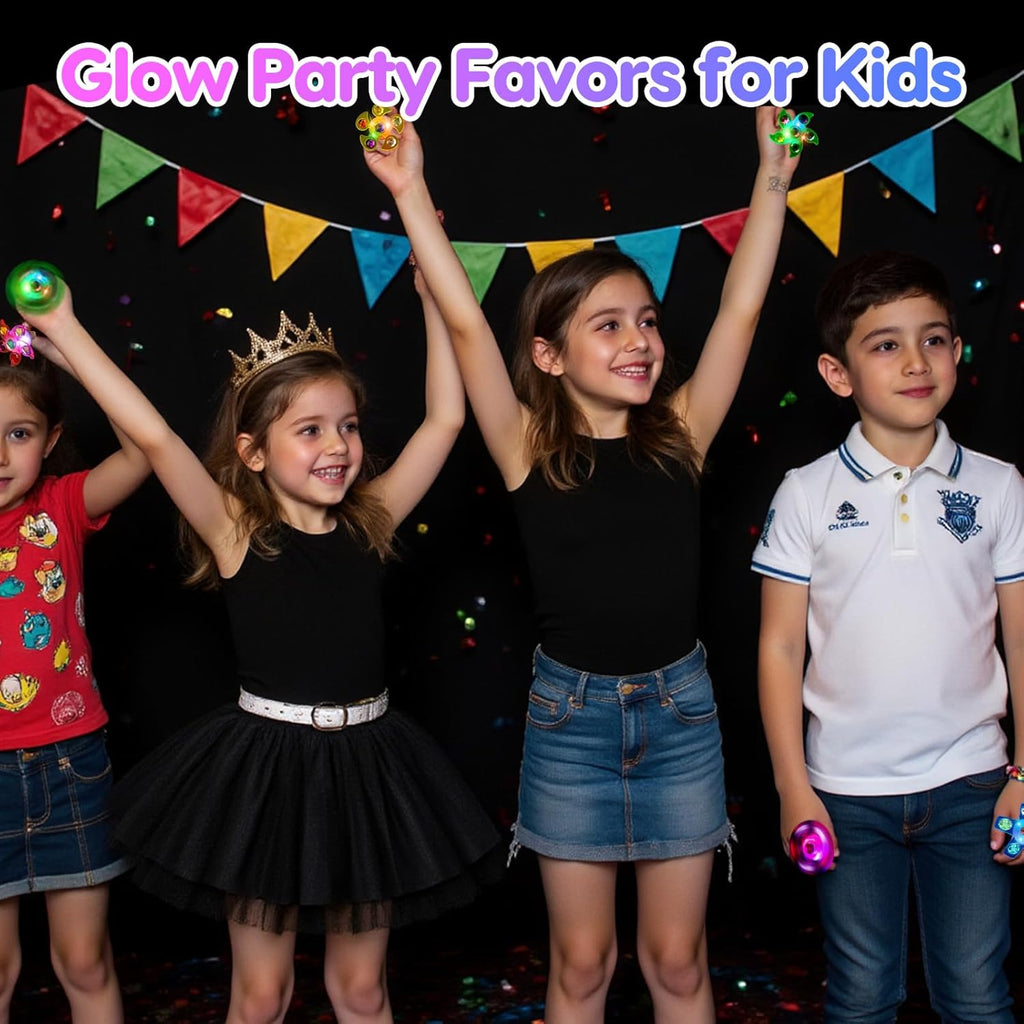 24PCS Light Up Fidget Spinner Rings Glow Party Favors Bulk for Kids 4-8 8-12 Birthday Goodie Treat Bags Stuffers Pinata Fillers Carnival Prizes Classroom Treasure Box Toys Back to School Student Gifts