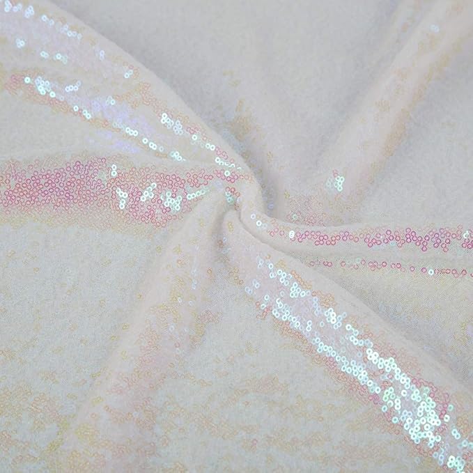 JYFLZQ White Iridescent Sequin Backdrop Curtains 4ft x 8ft 2 Panel Glitter Photo Booth Backdrops Sparkly Photography Background Drapes for Parties Wedding Bridal Showers