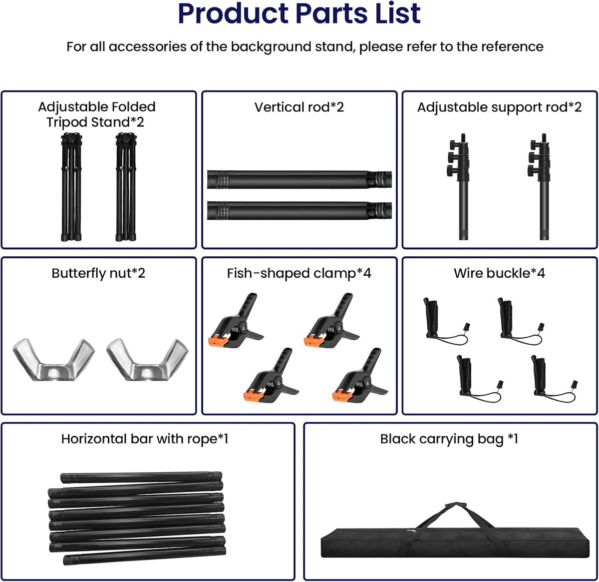 Jiang&Rong Portable Reverse-Folding Backdrop Stand Kit 10ft x 6.5ft(W x H)