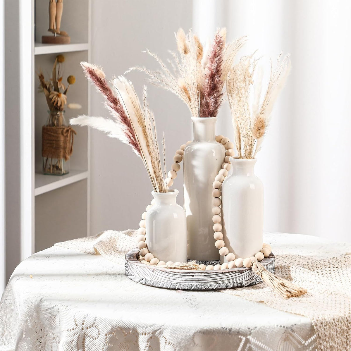 coffee table decor set, gray white, package contents