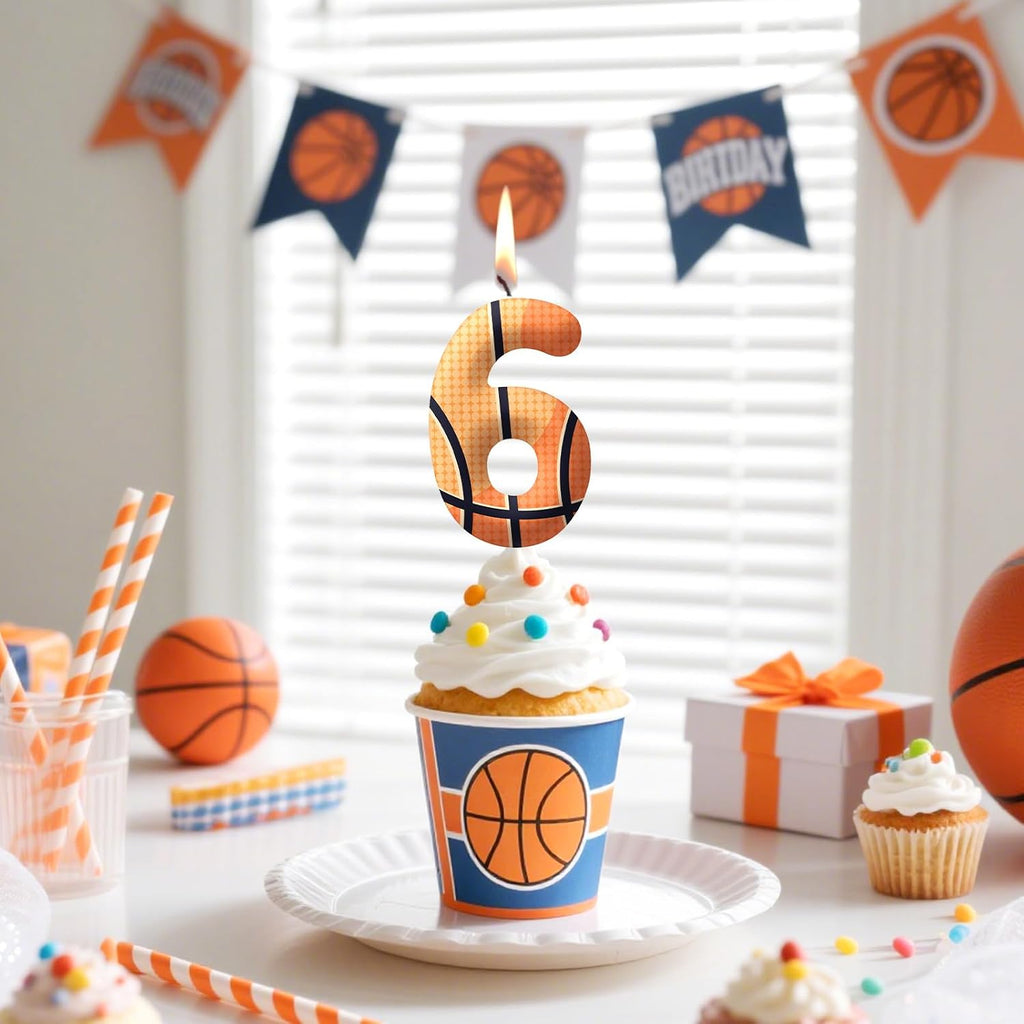 Basketball Number 1 Birthday Candles, Basketball Themed Cake Topper for Boys Girls, Cake Decorations for Birthdays, Sports Theme Party Supplies, Candles for Party Decorations