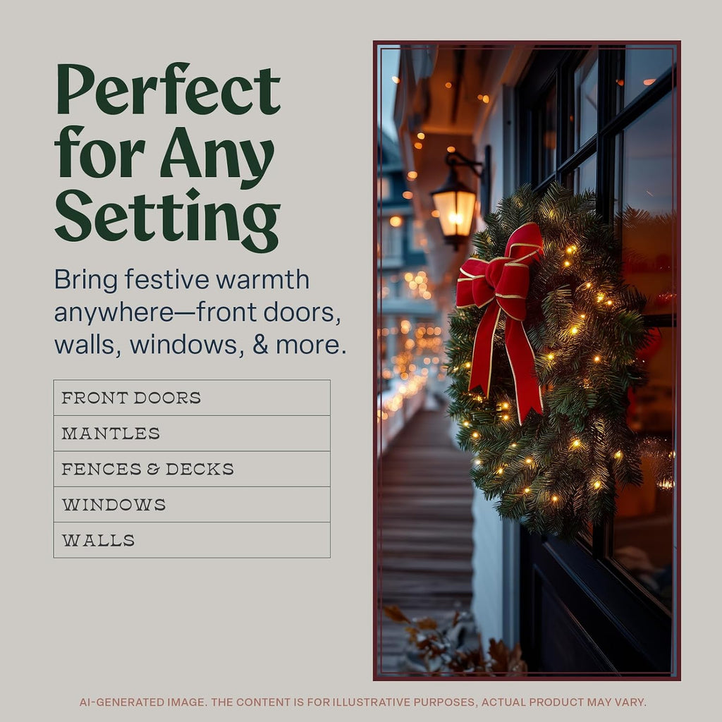 flexible flyer battery operated wreath for front door. on a desk or shelf