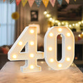 LED Marquee Light Up Numbers Sign - Lighted Birthday Numbers Sign for 40th Birthday Party Decoration, Bar Wall, Home, Table Room, Wedding and Christmas Decorations, Number 40