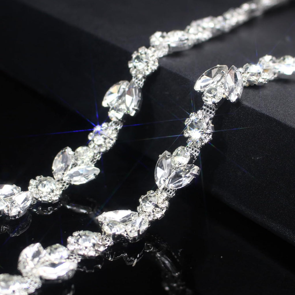 3 yard rhinestone trim chain silver string crystal, main product view