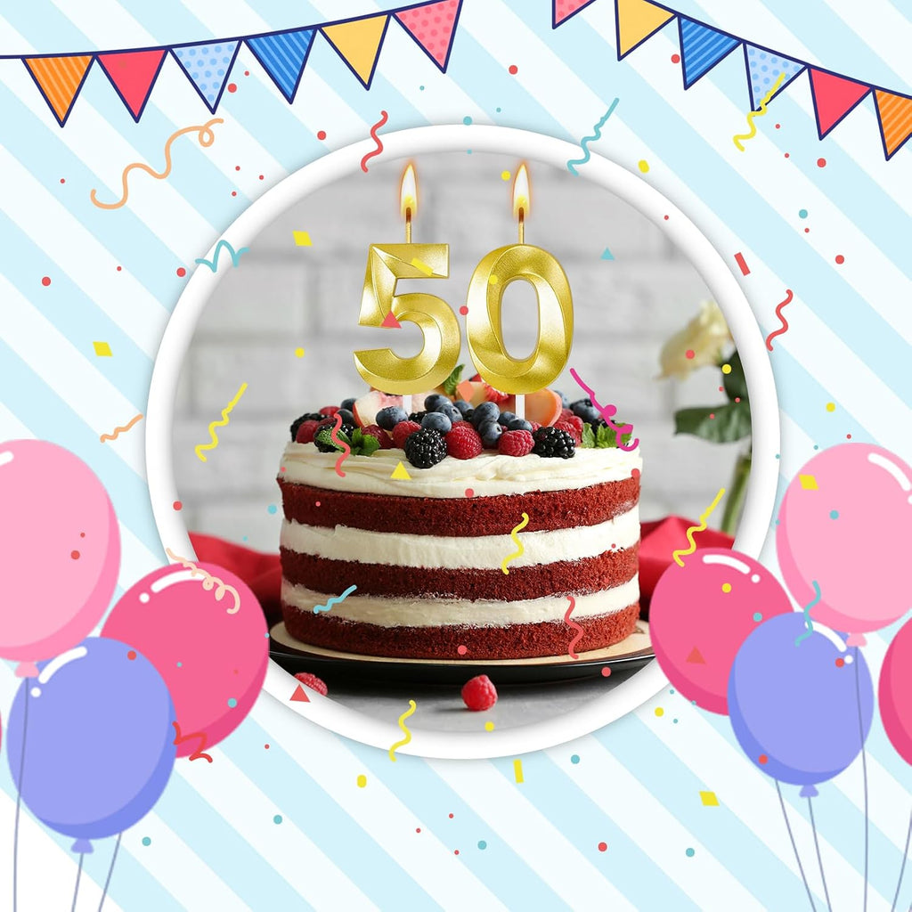 50th Birthday Candles for Cake,Birthday Decorations for Him Her,Number Candles for Cake Toppers Party Anniversary