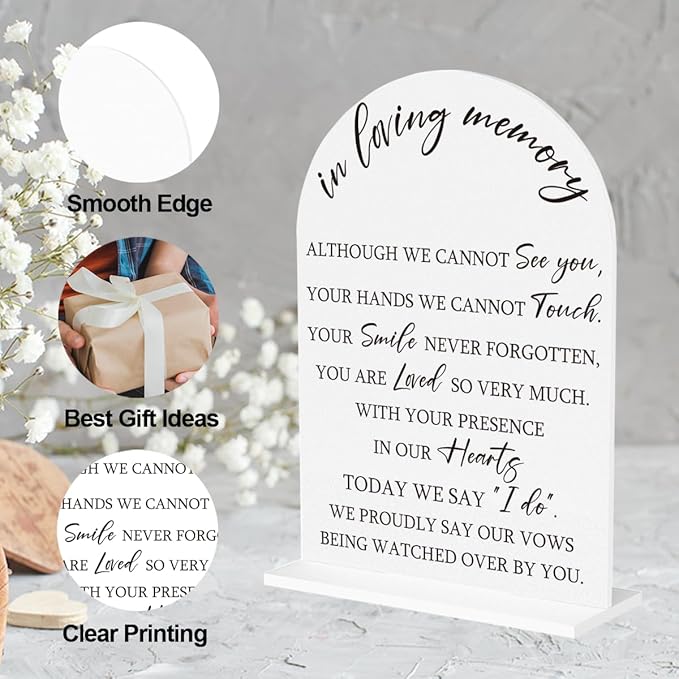 In Loving Memory Wedding Sign, Wedding Engagement Bridal Shower Baby Shower Reception Event Party Table Desk Acrylic Decor