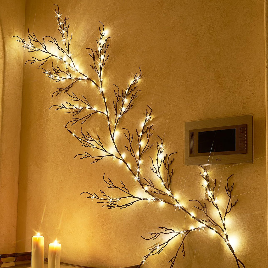 hairui lighted brown garland 6ft 120 led fairy, close-up detail