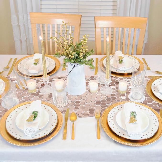 VHH Sequin Table Runner 12 x 108 inches Rose Gold Table Runner, Glitter Runner for Party Wedding Birthday, Party Spring Easter Rustic, Birthday Supplies Decorations (1 Pack).