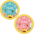 Zonon 120 Pcs Bee Baby Shower Gender Reveal Stickers 2 Inch Gold Glitter Pink Blue Team Girl or Boy Bee Team He or She Baby Shower Labels Sticker for Gender Reveal Party Games Supplies