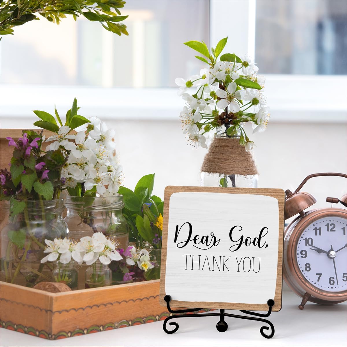 Home Decor, Farmhouse Shelf Table Decor, Christian Office Home Décor Accents For Living Room Mantle Coffee Bar Bookshelf Kitchen Entryway (B20)