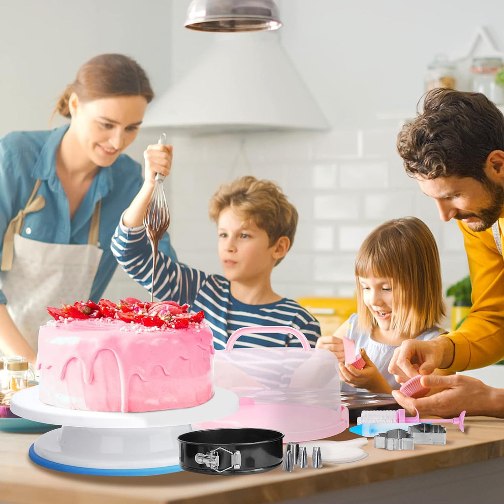 Cake Decorating Kit, 748 Pcs Cake Decorating Supplies with 3 Springform Pans Cake Carrier Turntable Cupcake Liners Cake Topper Piping Bags Tips for Beginner Professional Easter mom Gifts