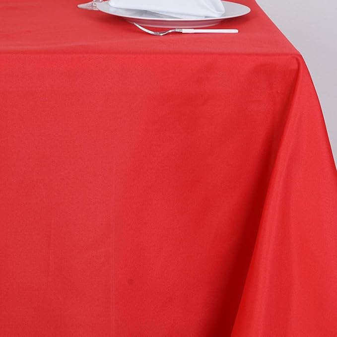 Efavormart 90" RED Wholesale Linens Polyester Square Linen Tablecloth for Kitchen Dining Catering Wedding Birthday Party Events