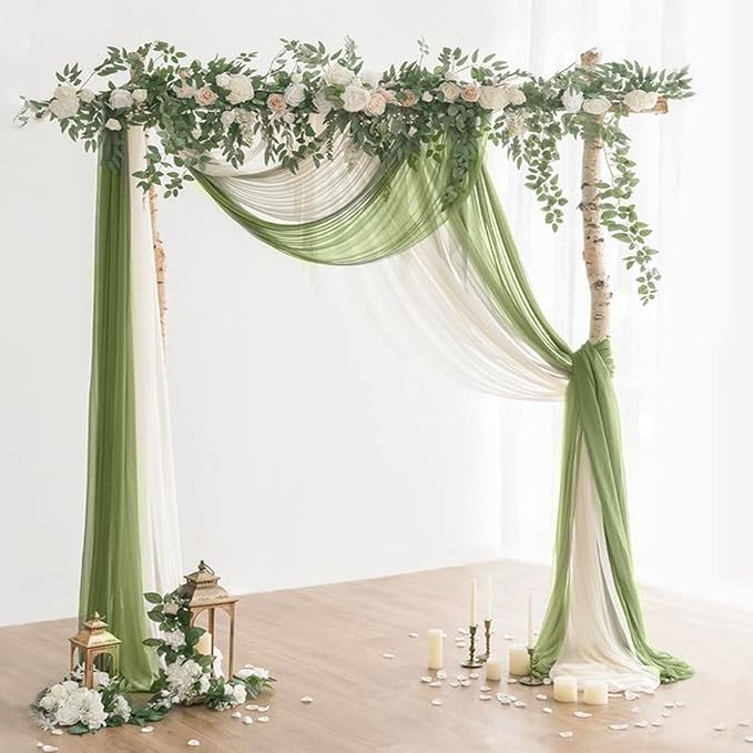 10 Packs Olive Green Cheese Cloth Table Runners, 10FT Boho Gauze Moss Green Cheesecloth Table Runner for Wedding Bridal Baby Shower Fall Thanksgiving Table Decoration