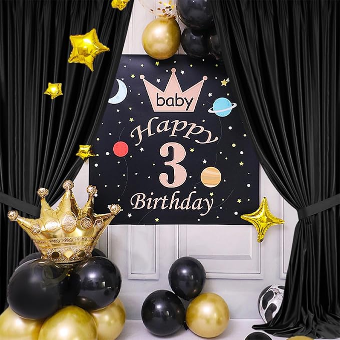 Sugargirl 10x10FT Black Backdrop Curtains Polyester Photo Backdrop Drapes Curtains 2 Panels with Rod Pockets for Party Birthday Wedding Photography Home Decoration