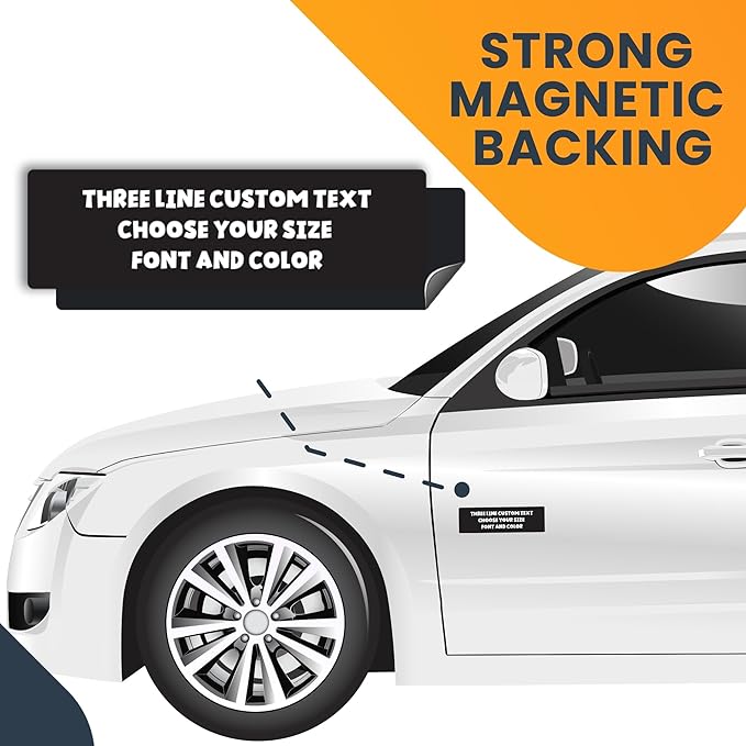 Magnet Me Up Line Custom Text Customizable Magnet Decal, Design Your Own Personalized Car Magnet, 3x10 Inch, for Business, Advertising, Gift, Choose Your Text, Font and Color, Crafted in USA