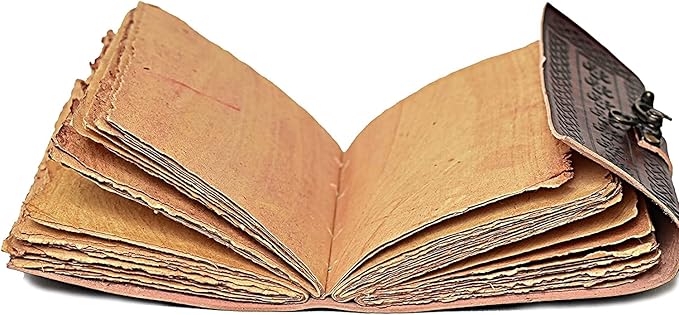 cuero 3 Moon Blue Lapiz Embossed Vintage Leather Journal | 240 Pages of Antique Handmade Deckle Edge Vintage Paper, Leather Sketchbook, Drawing Journal, Great Gift (6 inch by 8 inch, brown)