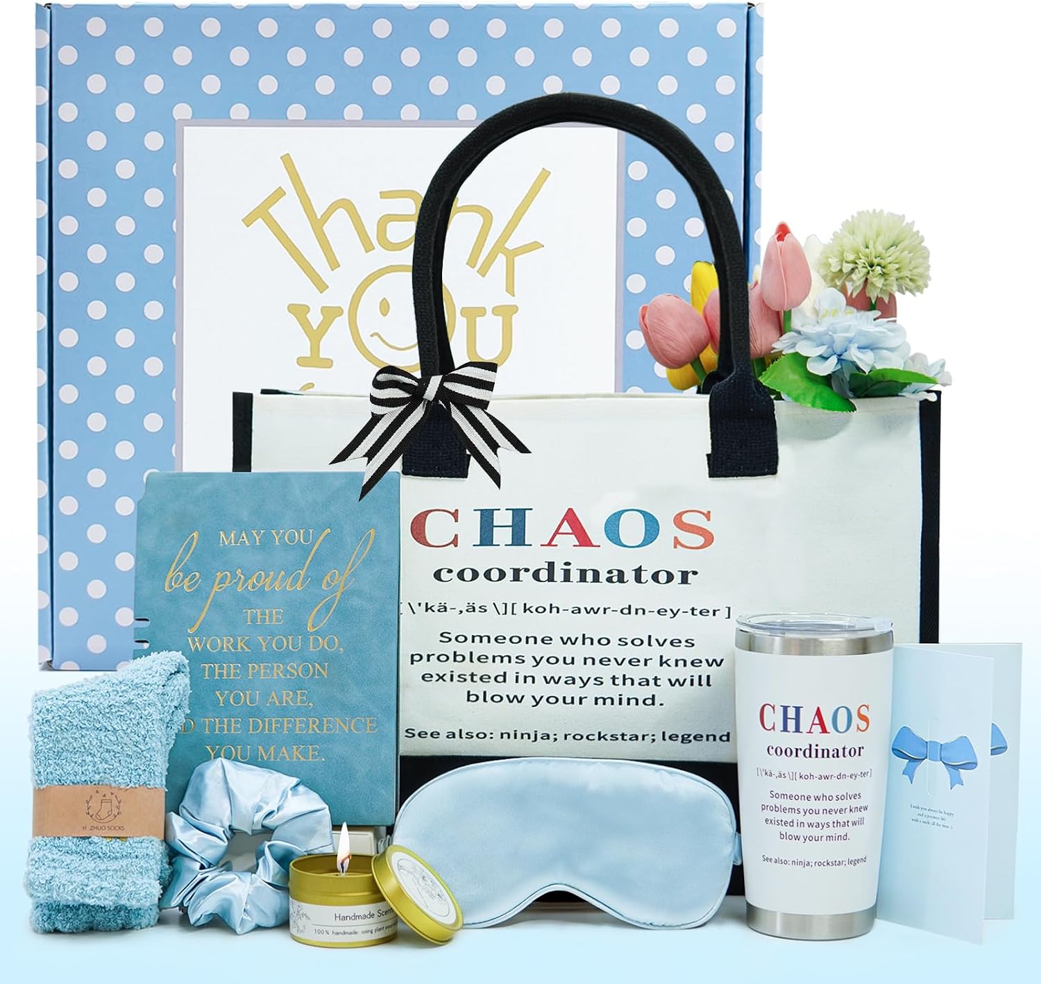 Thank You Gifts for Women, Teacher Appreciation Gifts, Birthday Gift Basket, Employee Appreciation Gift for Friends Women Teachers Coworkers Mom Her Boss Nurse Christmas Gift set with Canvas Tote Bag