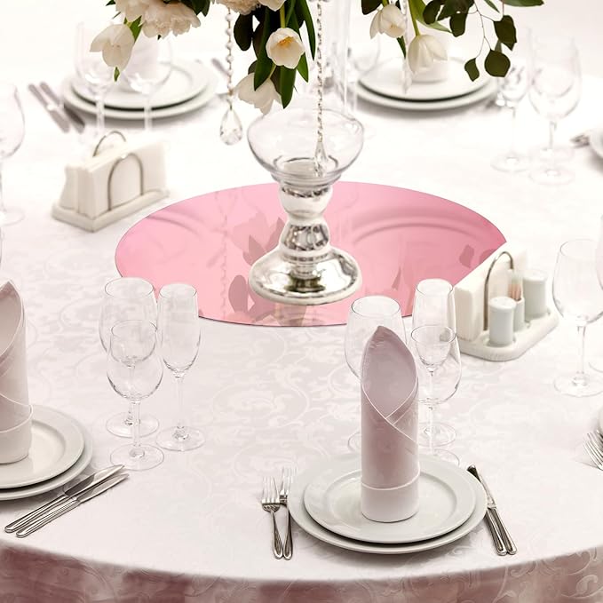 Thyle 12 Pcs 10 Inch Acrylic Round Mirrors for Tables Centerpieces Circle Mirrors Candle Plates for Wall Wedding Table Centerpieces for Baby Shower Party, Thickness 1 mm (Rose Gold)