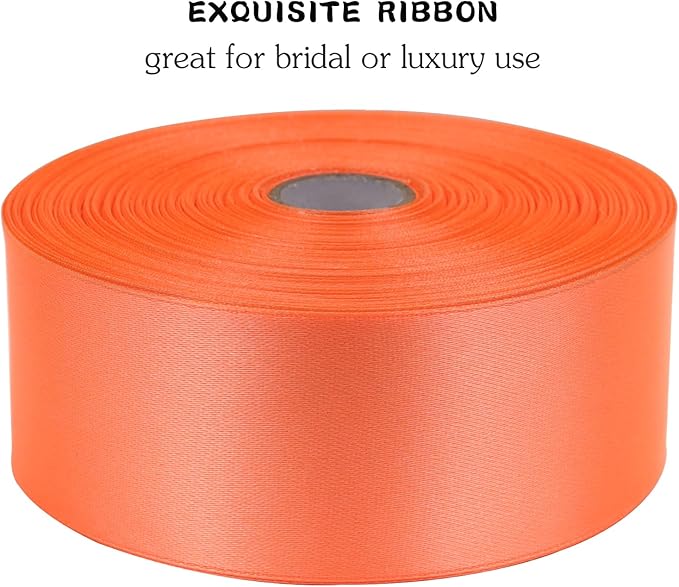 Orange Solid Satin Ribbon 1-1/2 Inch 50 Yards Solid Polyester Fabric Ribbon for Gift Wrapping Wedding Christmas Baby Shower Birthday Party Decoration Handmade Immortal Flower Craft