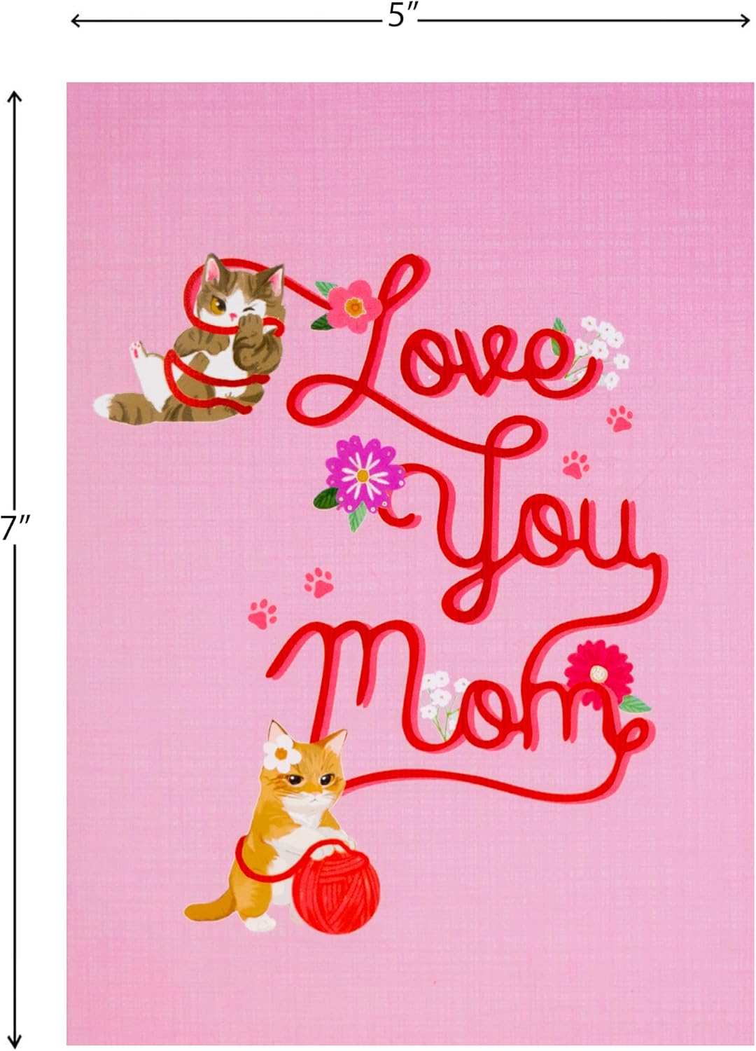 POPWOW Cat Mom Pop Up Card, Love You Mom, Kittens, 3D Popup Greeting Card, Gift For Mothers Day, Birthday, Valentines Day, Mother, Stepmom, Mother in Law, 5x7 - Includes Envelope And Message Note