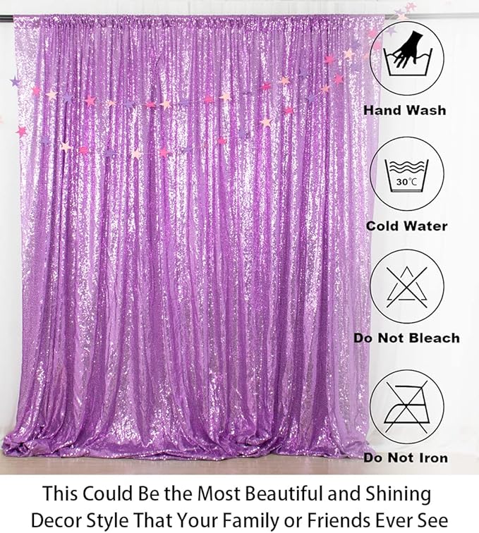 ShinyBeauty Sequin Curtain Lavender 4FTx8FT Sequin Photo Backdrop Light Purple Sequin-Backdrop-Curtain Glitter Photography Backdrops Bridal Shower, Wedding