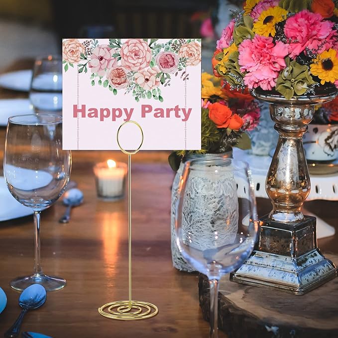 10Pcs Place Card Holder, Table Number Holders, Wire Picture Holder, Table Card Holders Stand, Photo Holder for Centerpieces, Wedding Reception, Party, Birthday (Gold)