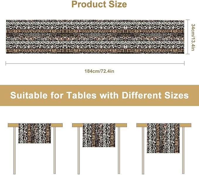Cow Patchwork Print Table Runner, Country Farm Animal Fur Skin Farm Safari Wildlife Pattern Table Runner for Dinner Dinning Home Kitchen Living Room Party Holidays Setting, 13x108 Inch