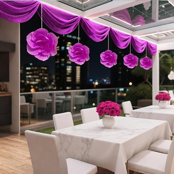 BRT Bearingshui Crepe Paper Flowers Decoration for Wall Total 9 Pcs, Artificial Flowers Backdrop for Wedding Decor Baby Bridal Shower Birthday Party, Rose Red 3D Wall Flowers Decor