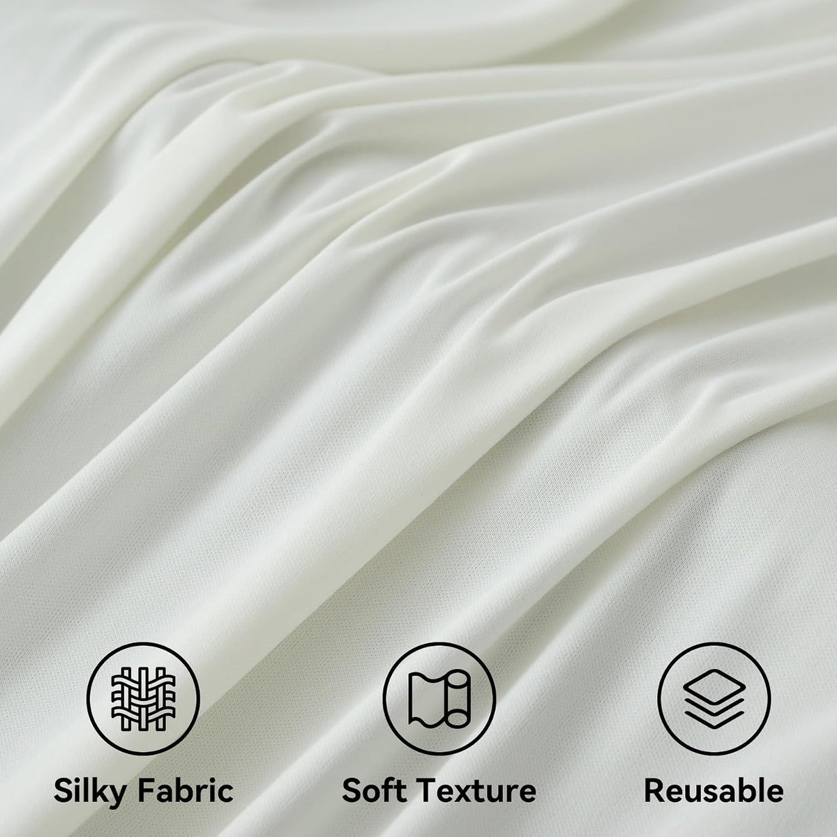 10x12ft Ivory Backdrop Curtain for Wedding Parties, Wrinkle Free 2 Panels Sil...