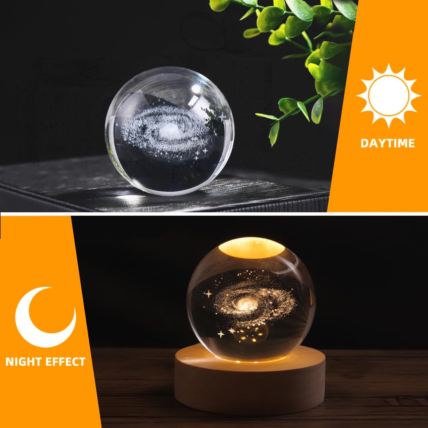 3D Moon Model Crystal Ball, Laser Engraved Planet Model Astronomy Sphere Decor, 2.4" Paperweight Crystal Universe Gifts for Kids, Space Model Collectors
