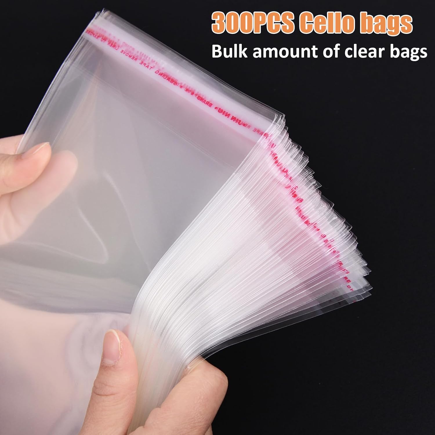 ZGORENDZ 300 Pcs Clear Cellophane Bags 5x7 Inches, Self Sealing Resealable Cookie Bags for Candy, Gifts, Favors, Bakery Supplies, Chocolate Chip Cookies, Brownies