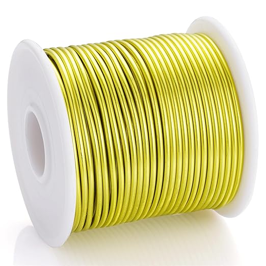 12 Gauge Yellow Green Aluminum Craft Wire (105FT) - Anodized for Jewelry Making, Beading Floral, Plant Gardening, Sculpting & Modeling Craft Wire (Yellow Green #7, 2mm)