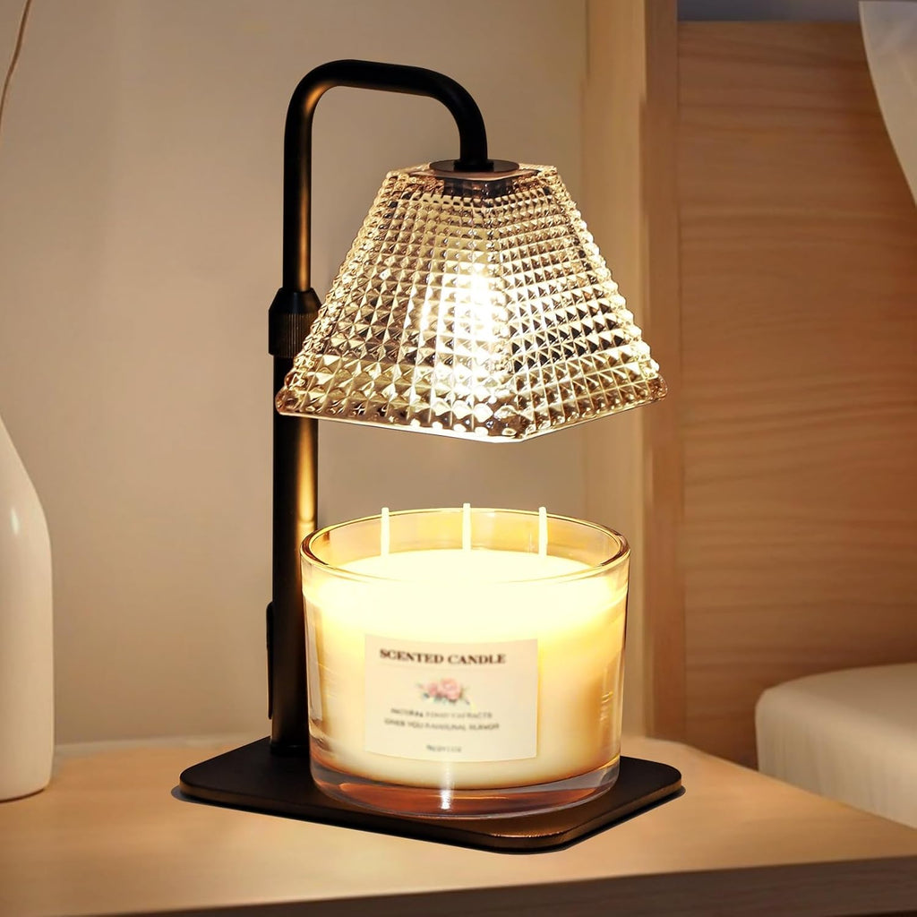 Candle Warmer Lamp with Timer Dimmer Adjustable Height,Electric Dimmable Wax Warmer for Scented Jar Candles,Mom Birthday Gifts for Women,House Warming Gifts New Home Bedroom Decor,Black