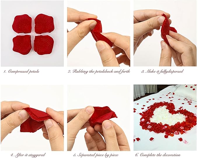 2000 Pcs Rose Petals, Artificial Flower Petals Fake Rose Petals for Romantic Night,Wedding,Proposal Anniversary Flower Decorations(Dark Red, 2000pcs)