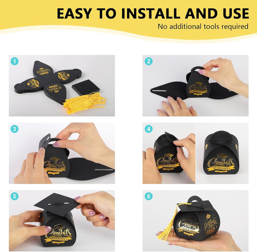 32 Pcs Graduation cap gift box Graduation party favors mini cap candy boxes Class of 2026 Grad hat favor boxes for Graduation party decoration supplies