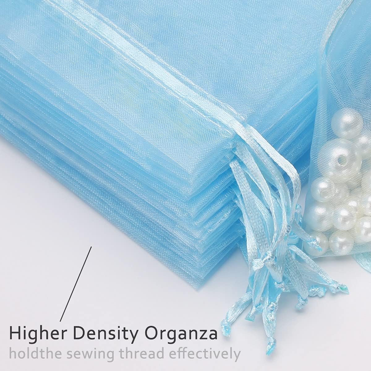 Akstore 100PCS 4x6(10x15cm) Drawstring Organza Jewelry Favor Pouches Wedding Party Festival Gift Bags Candy Bags (Pale Blue)