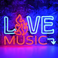 SYLHOME Live Music Led Neon Light Sign Fire Hot Bar Pub Music Studio Club Bedroom Wall Decor Sign Game Room Birthday Christmas Party Decoration 15.75" X 9.84" USB