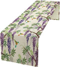 Vintage Bird Flower Table Runner Seasonal Spring Purple Wisteria Garden Plants Lavender Florals Farmhouse Country Kitchen Dinner Runner Dining Table Decoration for Home Party Holiday 13"x120"