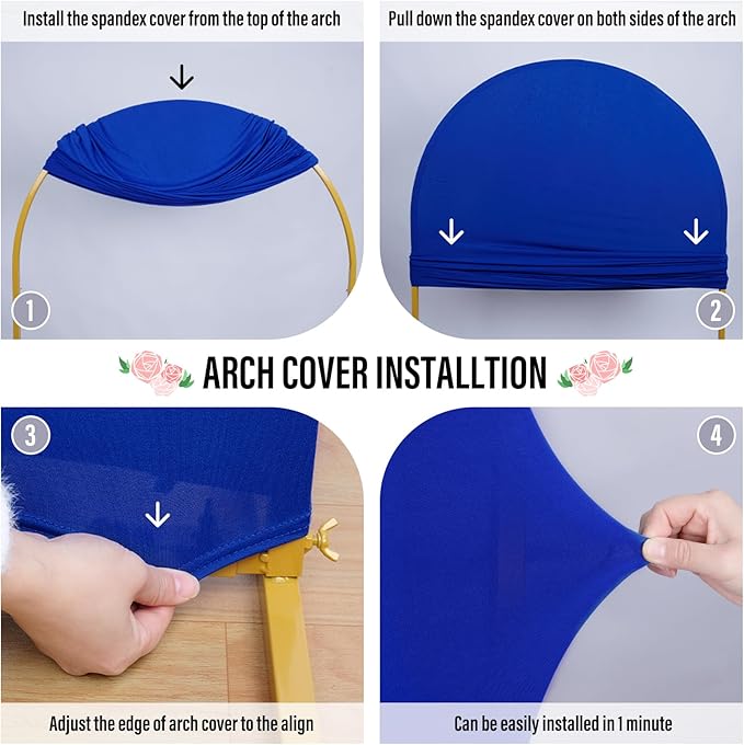 LEBENGURU Upgraded 5FT Wedding Arch Cover, Royal Blue Spandex Fitted Arch Backdrop Cover, Round Top Chiara Stand Covers for Birthday Party Baby Shower Banquet Balloon Décor
