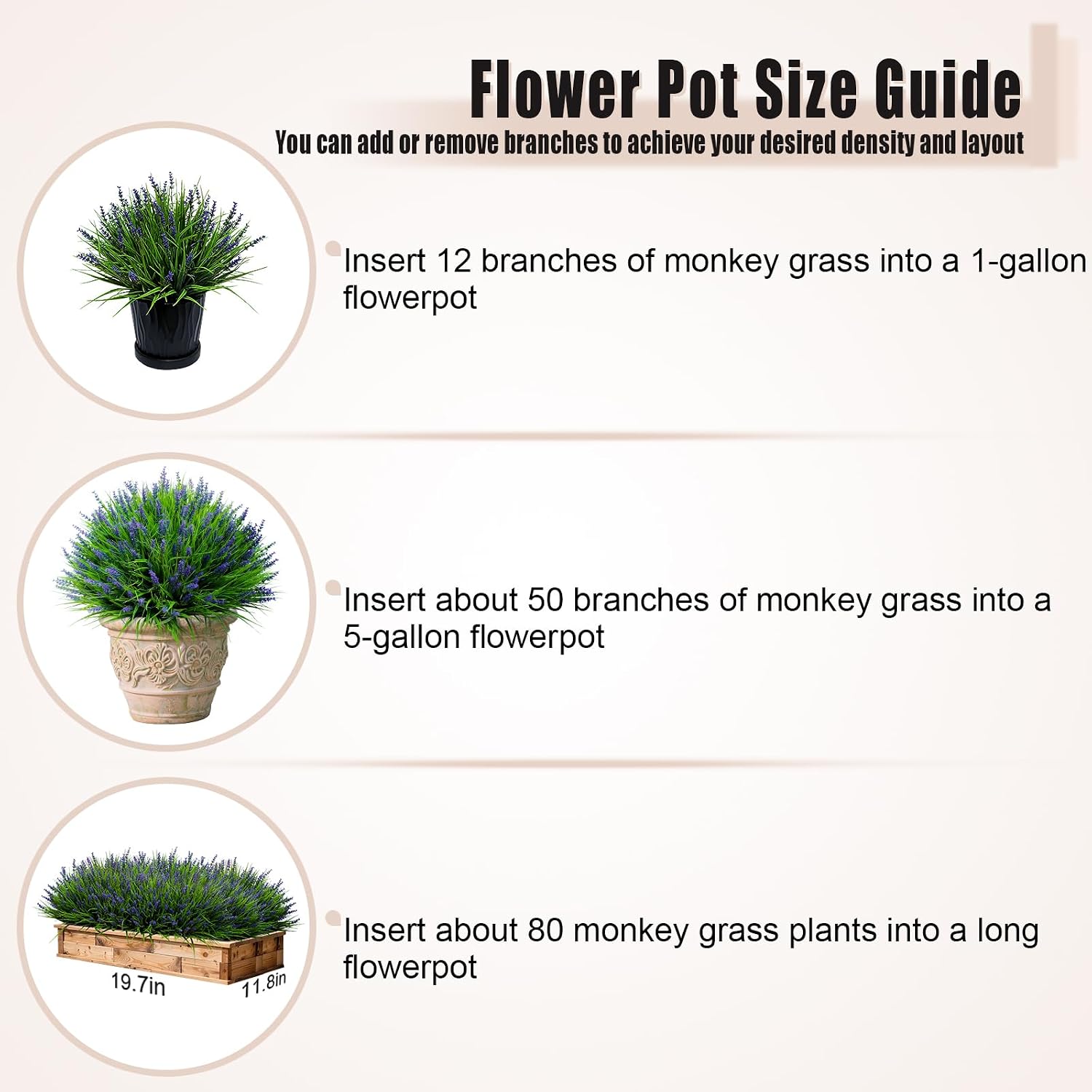 alyptus Artificial Plants Outdoor Fake Monkey Grass with Flowers for Pot UV Resistant Plant Decor for Window Garden Patio Hanging Planter Pathway Front Porch (Grass with Flowers)