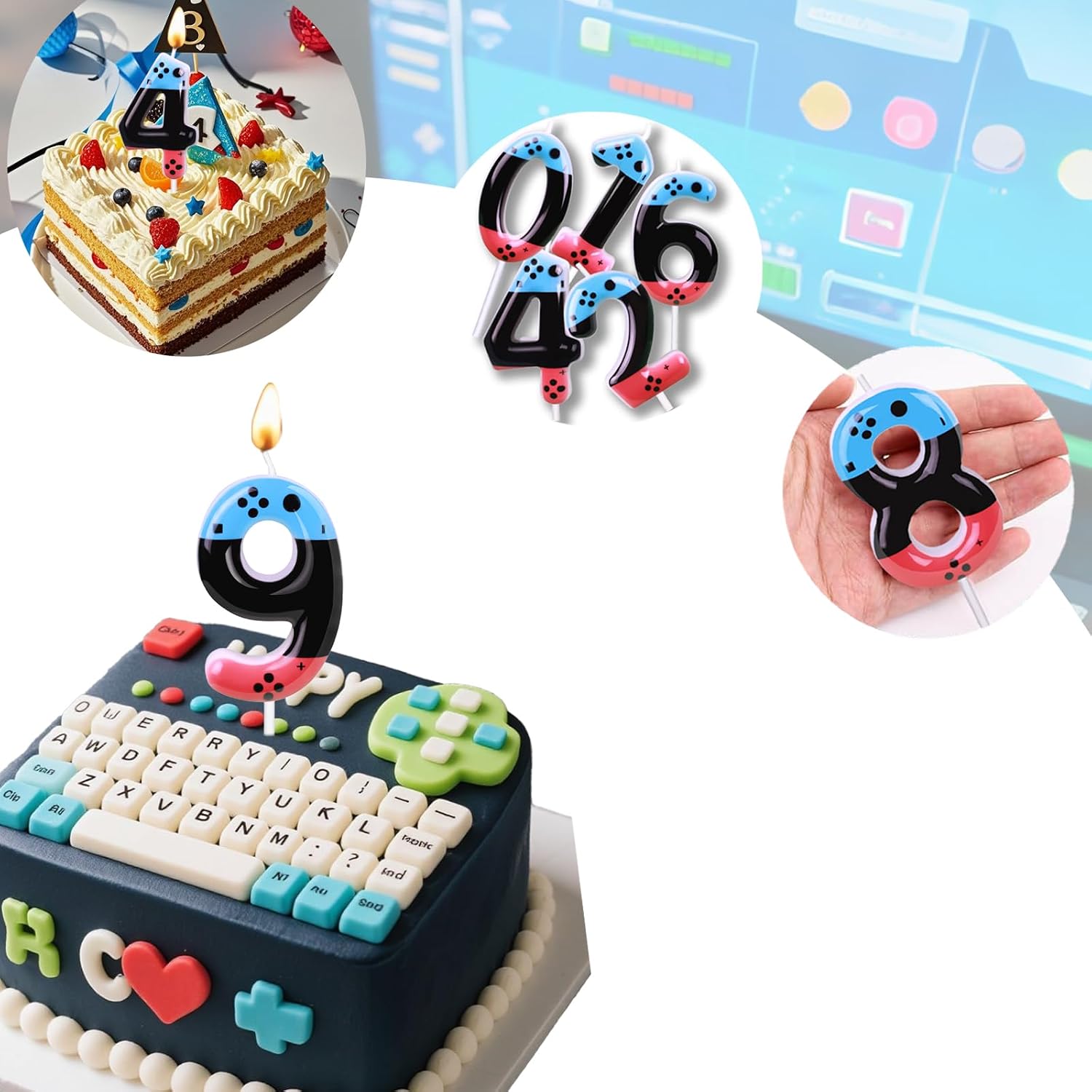 Gaming Candle,Level 12 Number Birthday Cake Candles,12 Birthday Decorations for Boys,12th Birthday Candle Gamepad Birthday Candles,Video Game Controller Themed Kids Birthday Party Supplies (Number 12)