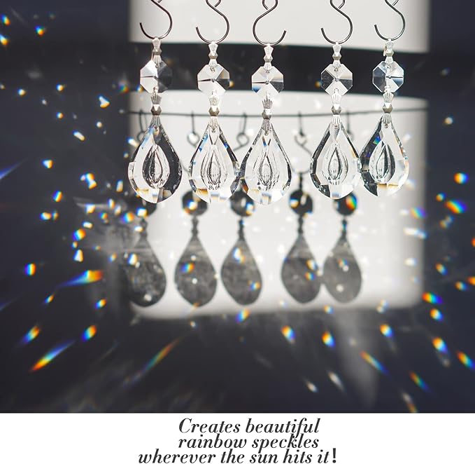 20pcs 38mm Crystal Loquat Shape Chandelier Replacement,Hanging Clear Glass Crystals for Chandelier,Crystal Prisms Beads for Wedding Home Decoration